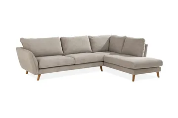 Trend Lyx 4-seters Høyrevendt L-formet Sjeselongsofa i Stoff - Beige - Møbler - Sofaer - Sofaer med sjeselong - 4 seters sofa med divan