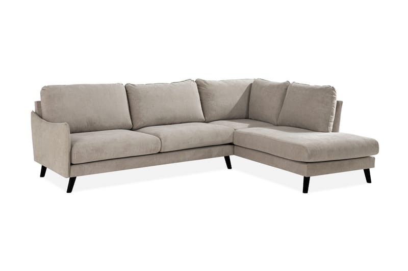 Trend Lyx 4-seters Høyrevendt L-formet Sjeselongsofa i Stoff - Beige - Møbler - Sofaer - Sofaer med sjeselong - 4 seters sofa med divan