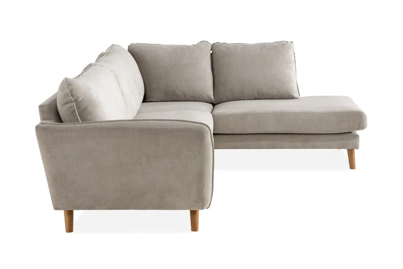 Trend Lyx 4-seters Høyrevendt L-formet Sjeselongsofa i Stoff - Beige - Møbler - Sofaer - Sofaer med sjeselong - 4 seters sofa med divan