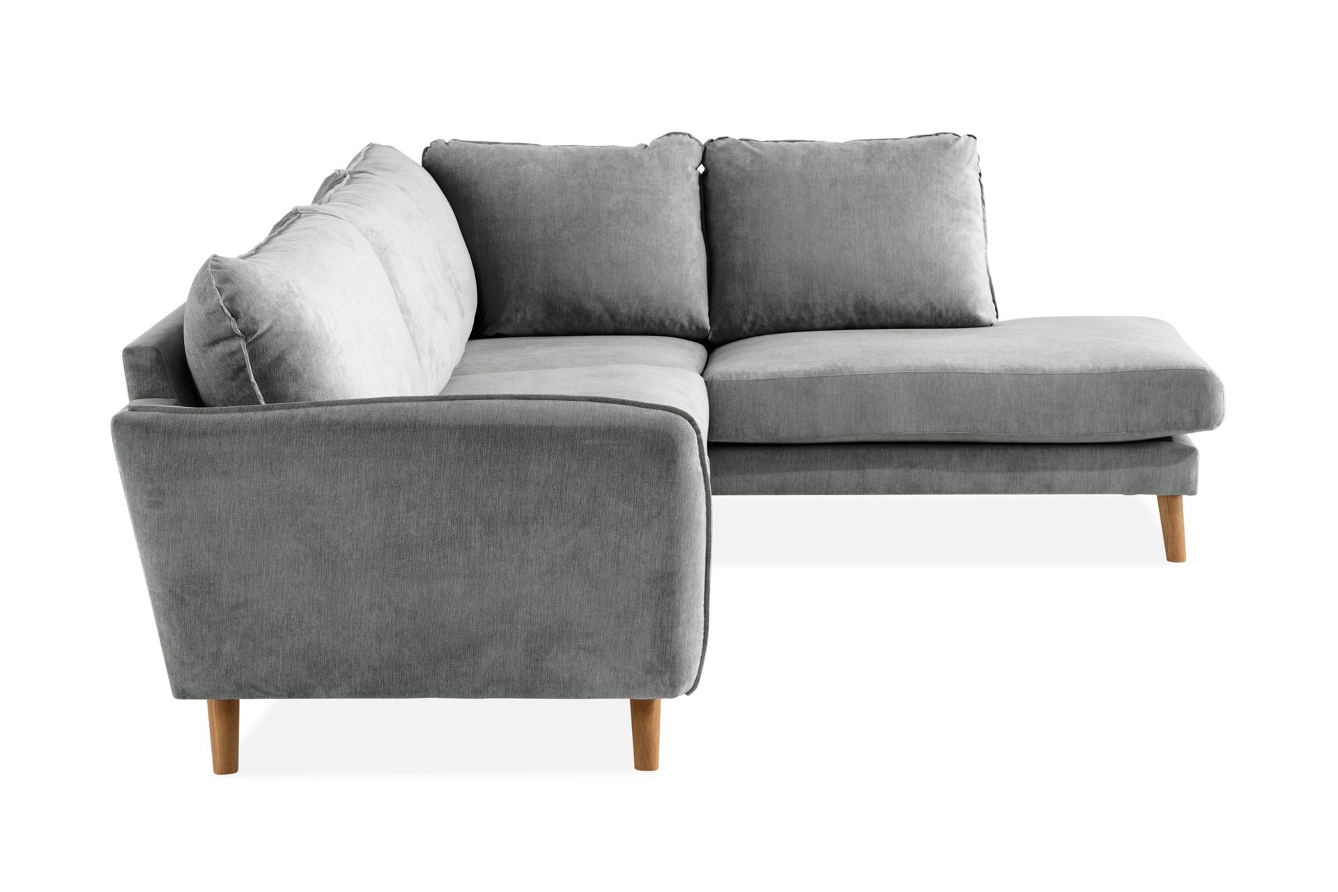 Trend Lyx 4-seters Høyrevendt L-formet Sjeselongsofa i Stoff - Grå - Møbler - Sofaer - Sofaer med sjeselong - 4 seters sofa med divan