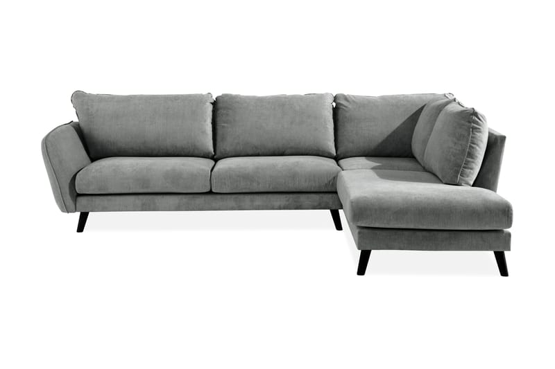 Trend Lyx 4-seters Høyrevendt L-formet Sjeselongsofa i Stoff - Grå - Møbler - Sofaer - Sofaer med sjeselong - 4 seters sofa med divan