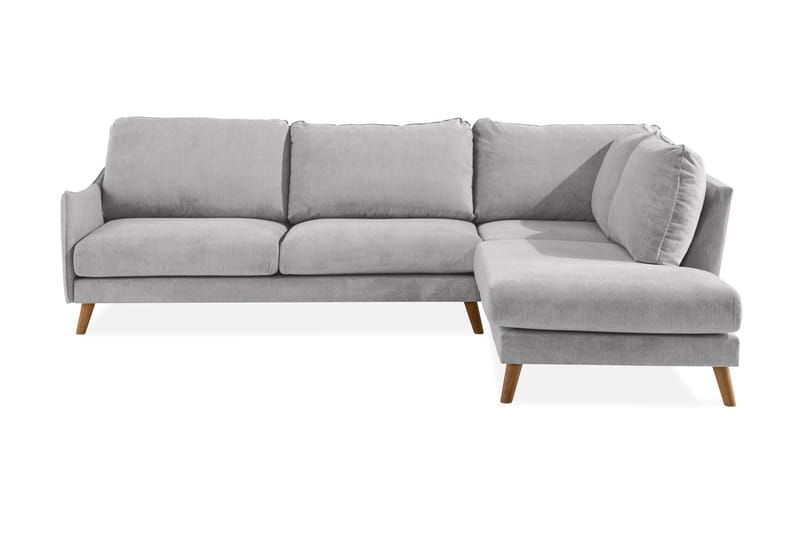 Trend Lyx 4-seters Høyrevendt L-formet Sjeselongsofa i Stoff - Lys grå - Møbler - Sofaer - Sofaer med sjeselong - 4 seters sofa med divan