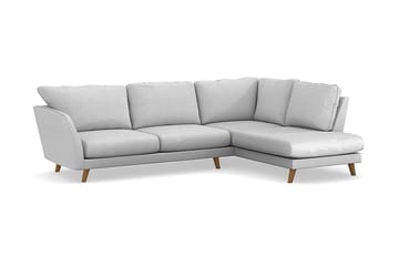 Trend Lyx 4-seters Høyrevendt L-formet Sjeselongsofa i Stoff - Lys grå - Møbler - Sofaer - Sofaer med sjeselong - 4 seters sofa med divan