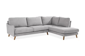 Trend Lyx 4-seters Høyrevendt L-formet Sjeselongsofa i Stoff - Lys grå - Møbler - Sofaer - Sofaer med sjeselong - 4 seters sofa med divan