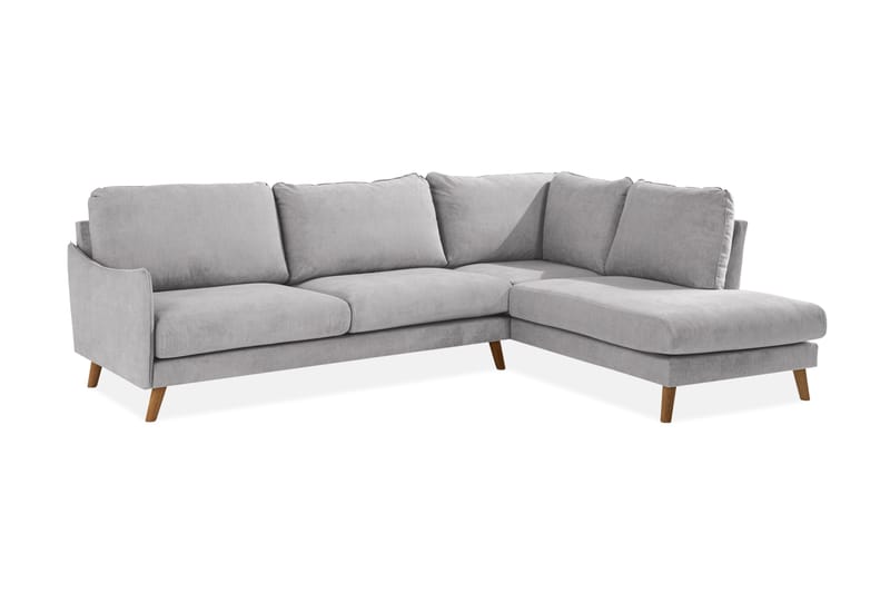 Trend Lyx 4-seters Høyrevendt L-formet Sjeselongsofa i Stoff - Lys grå - Møbler - Sofaer - Sofaer med sjeselong - 4 seters sofa med divan