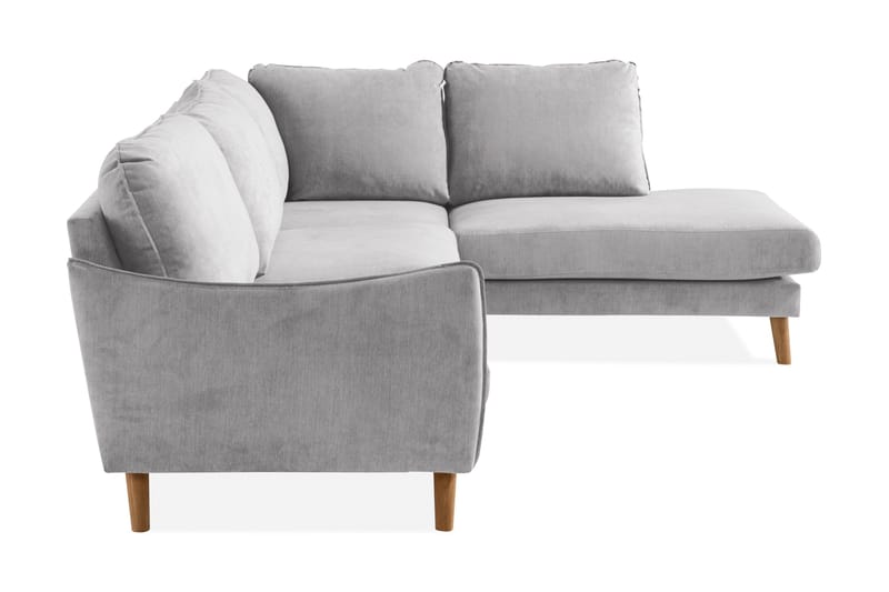 Trend Lyx 4-seters Høyrevendt L-formet Sjeselongsofa i Stoff - Lys grå - Møbler - Sofaer - Sofaer med sjeselong - 4 seters sofa med divan