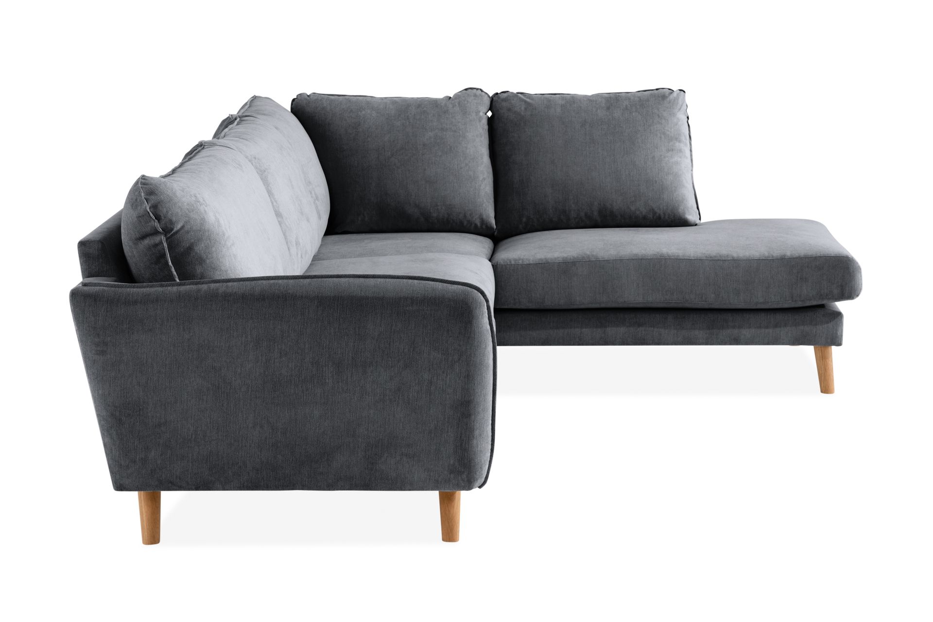 Trend Lyx 4-seters Høyrevendt L-formet Sjeselongsofa i Stoff - Mørk grå - Møbler - Sofaer - Sofaer med sjeselong - 4 seters sofa med divan