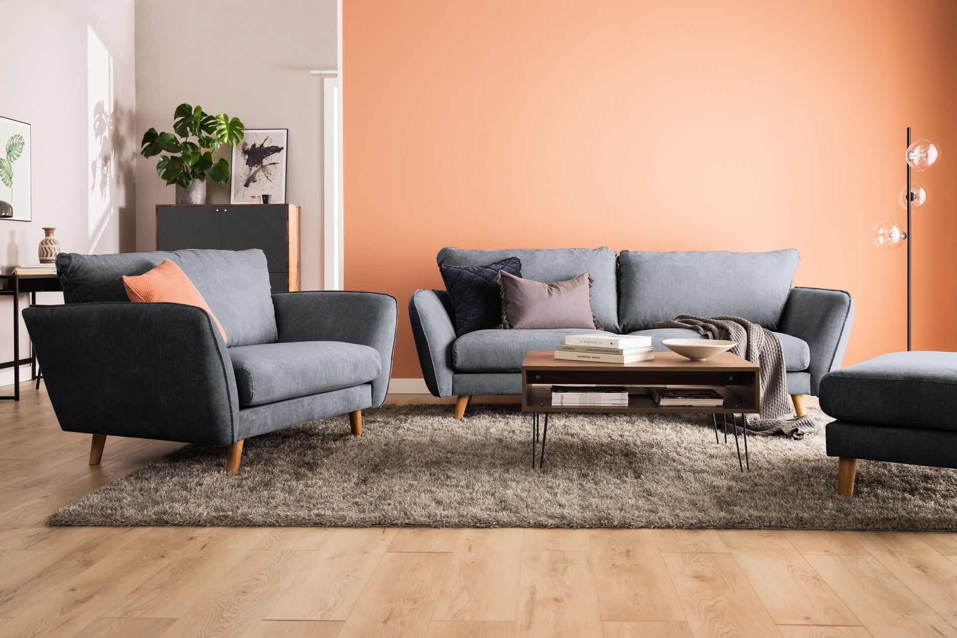 Trend Lyx 4-seters Høyrevendt L-formet Sjeselongsofa i Stoff - Mørk grå - Møbler - Sofaer - Sofaer med sjeselong - 4 seters sofa med divan