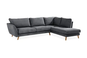 Trend Lyx 4-seters Høyrevendt L-formet Sjeselongsofa i Stoff - Mørk grå - Møbler - Sofaer - Sofaer med sjeselong - 4 seters sofa med divan