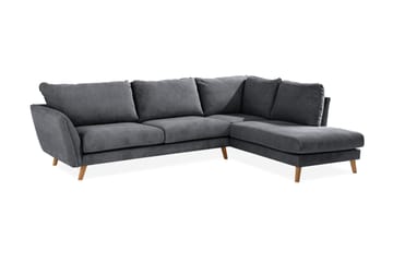 Trend Lyx 4-seters Høyrevendt L-formet Sjeselongsofa i Stoff - Mørk grå - Møbler - Sofaer - Sofaer med sjeselong - 4 seters sofa med divan