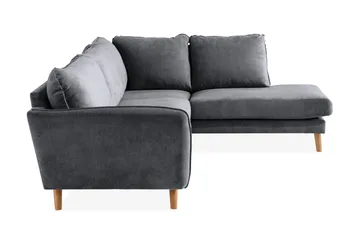 Trend Lyx 4-seters Høyrevendt L-formet Sjeselongsofa i Stoff - Mørk grå - Møbler - Sofaer - Sofaer med sjeselong - 4 seters sofa med divan