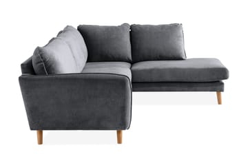 Trend Lyx 4-seters Høyrevendt L-formet Sjeselongsofa i Stoff - Mørk grå - Møbler - Sofaer - Sofaer med sjeselong - 4 seters sofa med divan