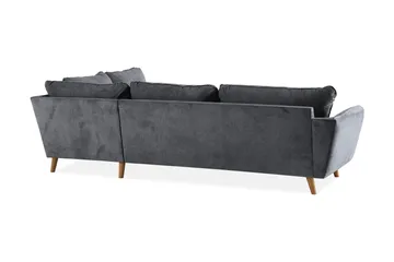 Trend Lyx 4-seters Høyrevendt L-formet Sjeselongsofa i Stoff - Mørk grå - Møbler - Sofaer - Sofaer med sjeselong - 4 seters sofa med divan