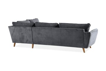 Trend Lyx 4-seters Høyrevendt L-formet Sjeselongsofa i Stoff - Mørk grå - Møbler - Sofaer - Sofaer med sjeselong - 4 seters sofa med divan