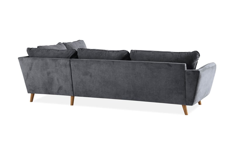 Trend Lyx 4-seters Høyrevendt L-formet Sjeselongsofa i Stoff - Mørk grå - Møbler - Sofaer - Sofaer med sjeselong - 4 seters sofa med divan