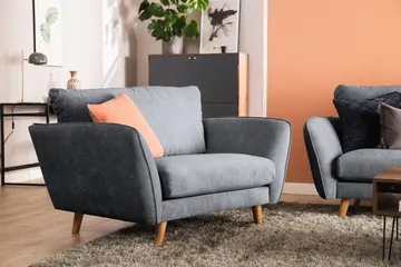 Trend Lyx 4-seters Høyrevendt L-formet Sjeselongsofa i Stoff - Mørk grå - Møbler - Sofaer - Sofaer med sjeselong - 4 seters sofa med divan