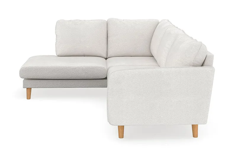 Trend Lyx 4-seters Venstrevendt L-formet Sjeselongsofa i Bouclé - Hvit - Møbler - Sofaer - Sofaer med sjeselong - 4 seters sofa med divan