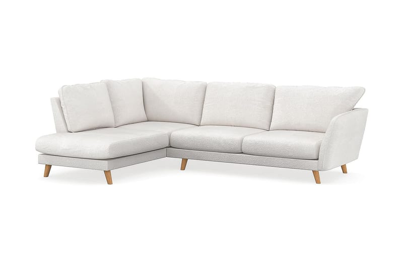 Trend Lyx 4-seters Venstrevendt L-formet Sjeselongsofa i Bouclé - Hvit - Møbler - Sofaer - Sofaer med sjeselong - 4 seters sofa med divan