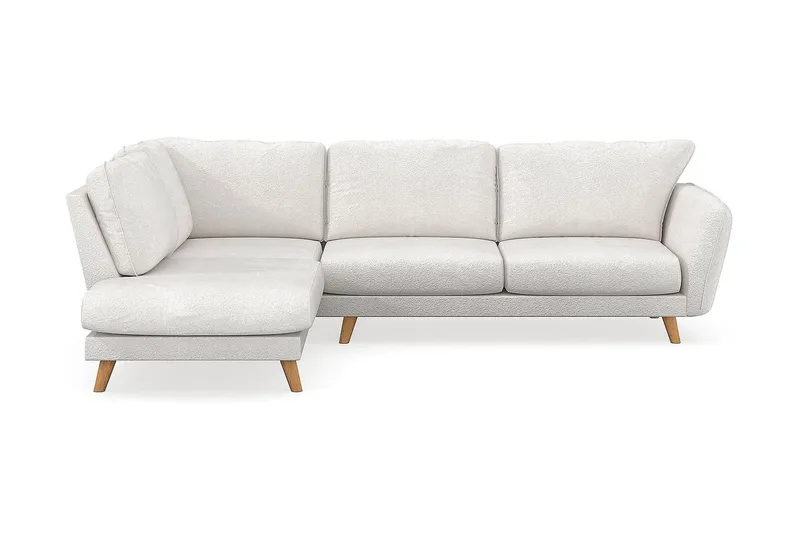 Trend Lyx 4-seters Venstrevendt L-formet Sjeselongsofa i Bouclé - Hvit - Møbler - Sofaer - Sofaer med sjeselong - 4 seters sofa med divan