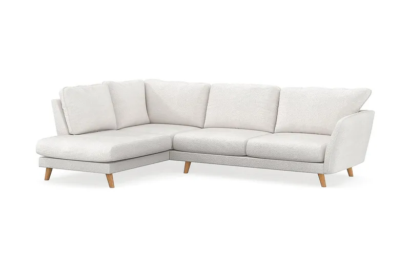 Trend Lyx 4-seters Venstrevendt L-formet Sjeselongsofa i Bouclé - Hvit - Møbler - Sofaer - Sofaer med sjeselong - 4 seters sofa med divan