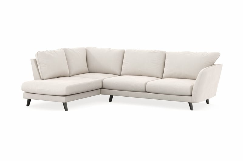Trend Lyx 4-seters Venstrevendt L-formet Sjeselongsofa i Fløyel - Kremhvit - Møbler - Sofaer - Sofaer med sjeselong - 4 seters sofa med divan