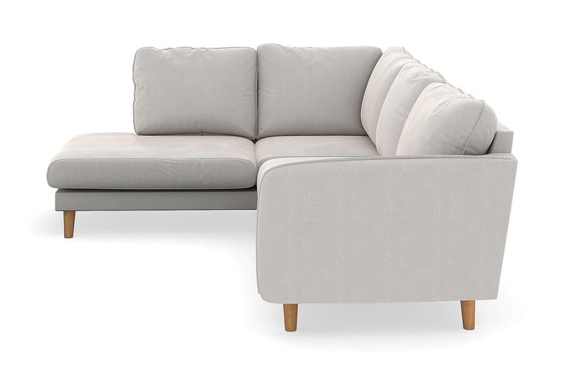Trend Lyx 4-seters Venstrevendt L-formet Sjeselongsofa i Fløyel - Kremhvit - Møbler - Sofaer - Sofaer med sjeselong - 4 seters sofa med divan