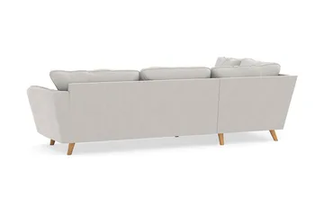 Trend Lyx 4-seters Venstrevendt L-formet Sjeselongsofa i Fløyel - Kremhvit - Møbler - Sofaer - Sofaer med sjeselong - 4 seters sofa med divan