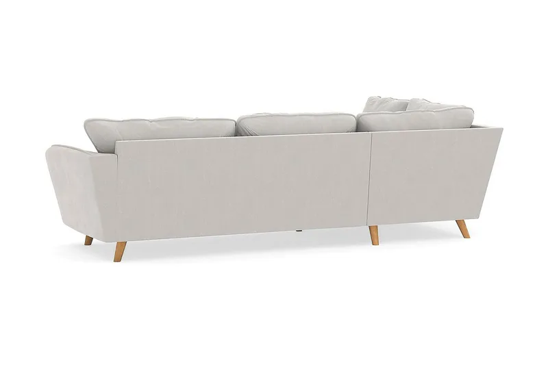 Trend Lyx 4-seters Venstrevendt L-formet Sjeselongsofa i Fløyel - Kremhvit - Møbler - Sofaer - Sofaer med sjeselong - 4 seters sofa med divan