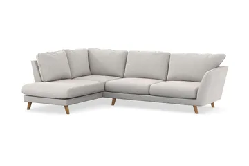 Trend Lyx 4-seters Venstrevendt L-formet Sjeselongsofa i Fløyel - Kremhvit - Møbler - Sofaer - Sofaer med sjeselong - 4 seters sofa med divan