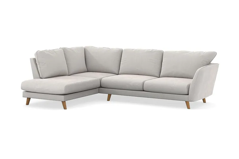 Trend Lyx 4-seters Venstrevendt L-formet Sjeselongsofa i Fløyel - Kremhvit - Møbler - Sofaer - Sofaer med sjeselong - 4 seters sofa med divan