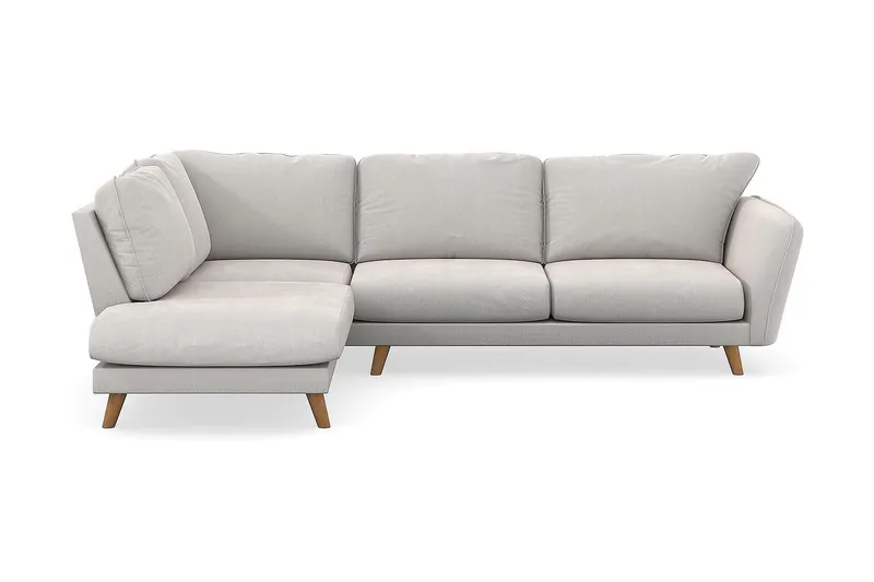 Trend Lyx 4-seters Venstrevendt L-formet Sjeselongsofa i Fløyel, Kremhvit