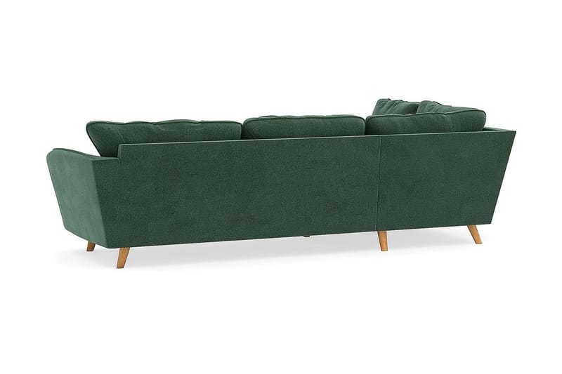 Trend Lyx 4-seters Venstrevendt L-formet Sjeselongsofa i Fløyel - Mørkegrønn - Møbler - Sofaer - Sofaer med sjeselong - 4 seters sofa med divan