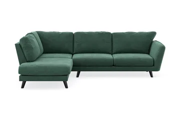 Trend Lyx 4-seters Venstrevendt L-formet Sjeselongsofa i Fløyel - Mørkegrønn - Møbler - Sofaer - Sofaer med sjeselong - 4 seters sofa med divan