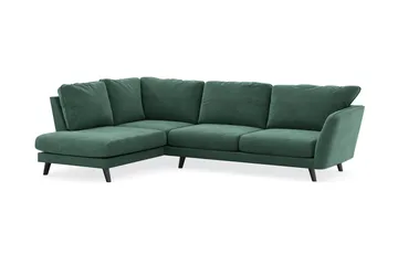 Trend Lyx 4-seters Venstrevendt L-formet Sjeselongsofa i Fløyel - Mørkegrønn - Møbler - Sofaer - Sofaer med sjeselong - 4 seters sofa med divan