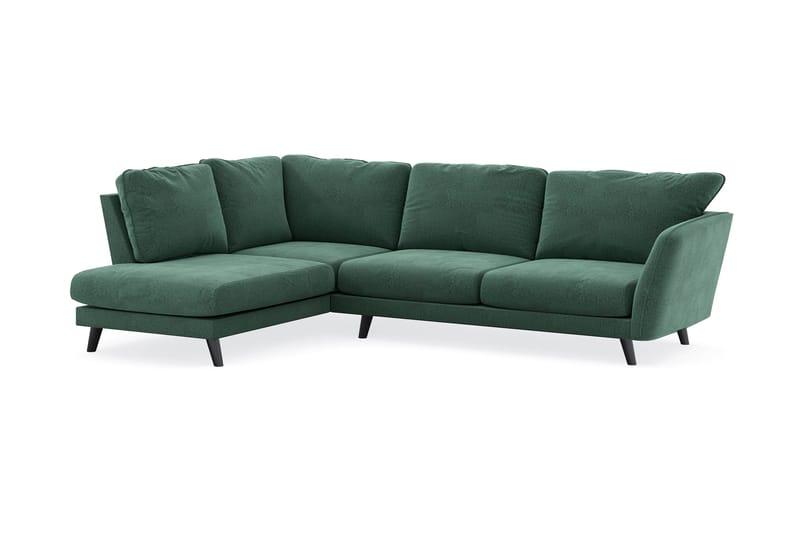 Trend Lyx 4-seters Venstrevendt L-formet Sjeselongsofa i Fløyel - Mørkegrønn - Møbler - Sofaer - Sofaer med sjeselong - 4 seters sofa med divan
