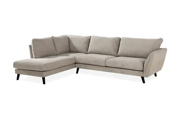 Trend Lyx 4-seters Venstrevendt L-formet Sjeselongsofa i Stoff - Beige - Møbler - Sofaer - Sofaer med sjeselong - 4 seters sofa med divan