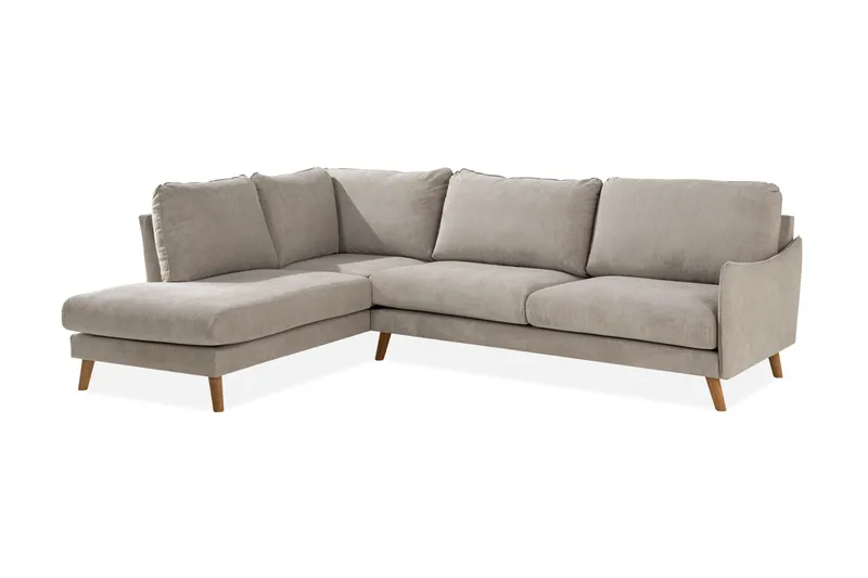 Trend Lyx 4-seters Venstrevendt L-formet Sjeselongsofa i Stoff - Beige - Møbler - Sofaer - Sofaer med sjeselong - 4 seters sofa med divan