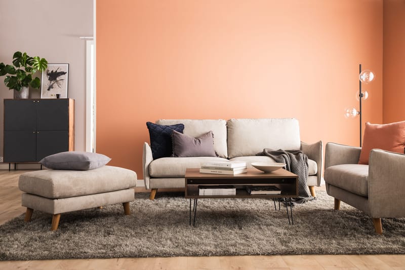 Trend Lyx 4-seters Venstrevendt L-formet Sjeselongsofa i Stoff - Beige - Møbler - Sofaer - Sofaer med sjeselong - 4 seters sofa med divan