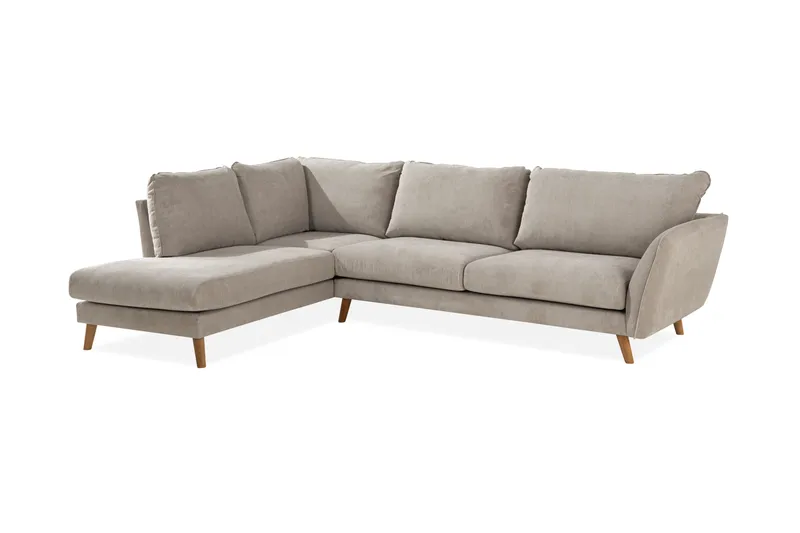 Trend Lyx 4-seters Venstrevendt L-formet Sjeselongsofa i Stoff - Beige - Møbler - Sofaer - Sofaer med sjeselong - 4 seters sofa med divan