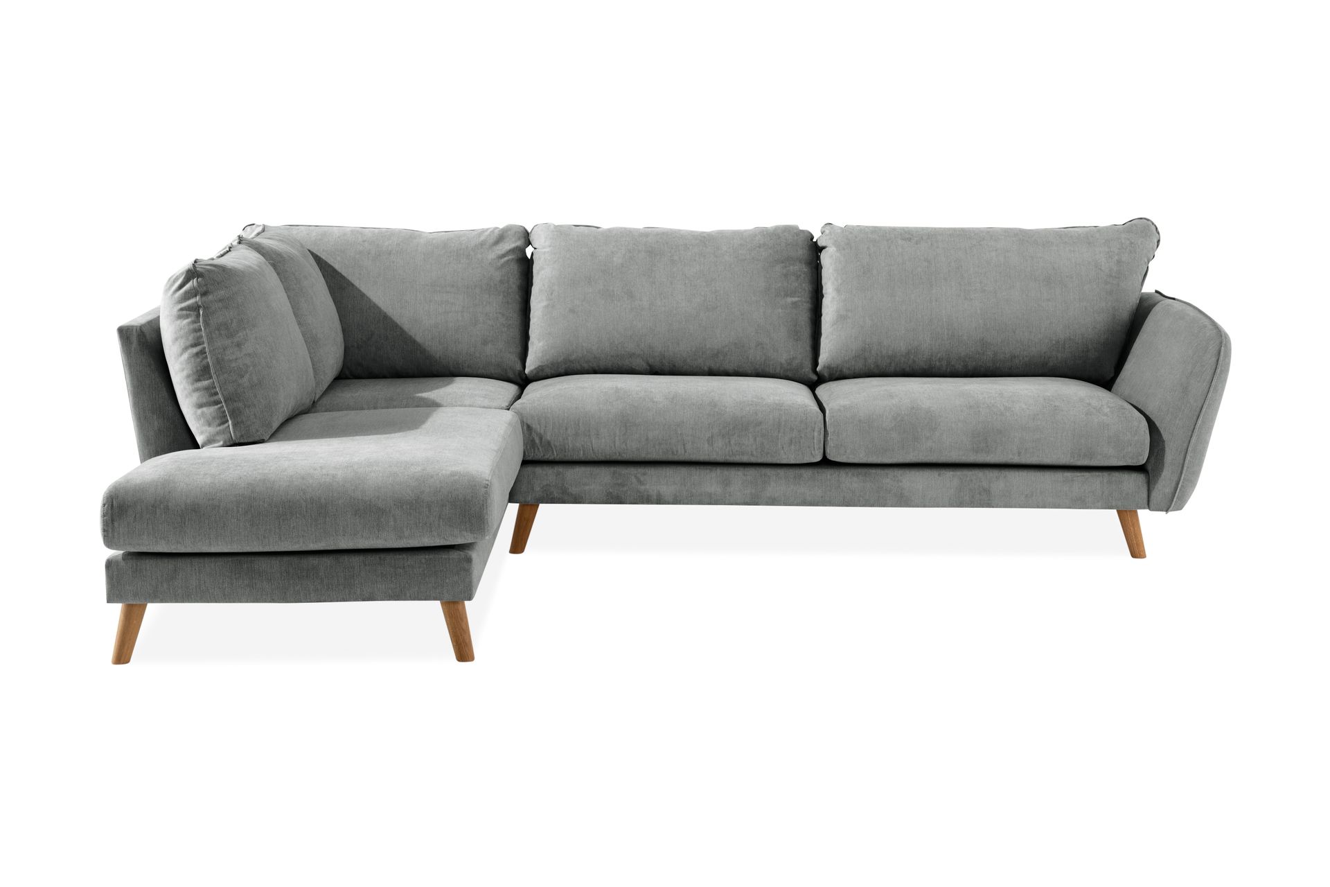 Trend Lyx 4-seters Venstrevendt L-formet Sjeselongsofa i Stoff - Grå - Møbler - Sofaer - Sofaer med sjeselong - 4 seters sofa med divan