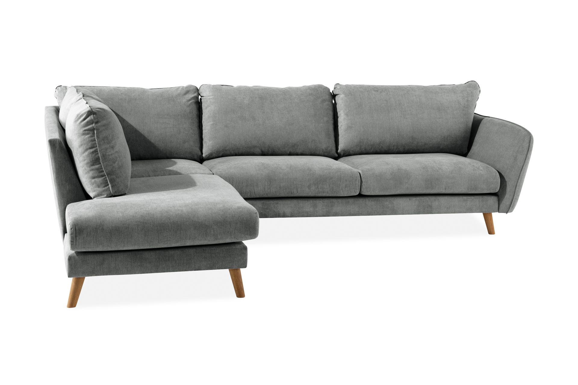 Trend Lyx 4-seters Venstrevendt L-formet Sjeselongsofa i Stoff - Grå - Møbler - Sofaer - Sofaer med sjeselong - 4 seters sofa med divan
