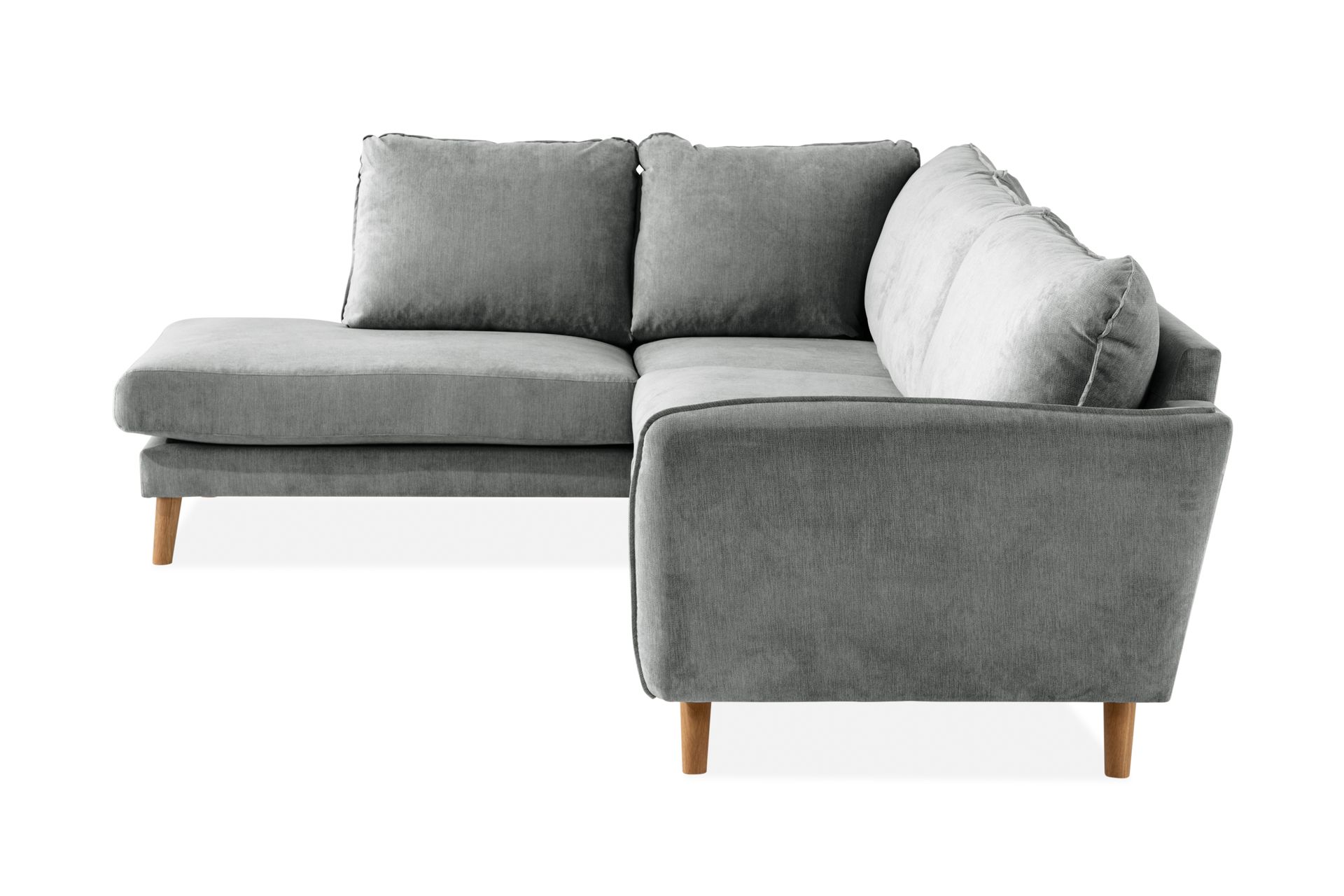 Trend Lyx 4-seters Venstrevendt L-formet Sjeselongsofa i Stoff - Grå - Møbler - Sofaer - Sofaer med sjeselong - 4 seters sofa med divan