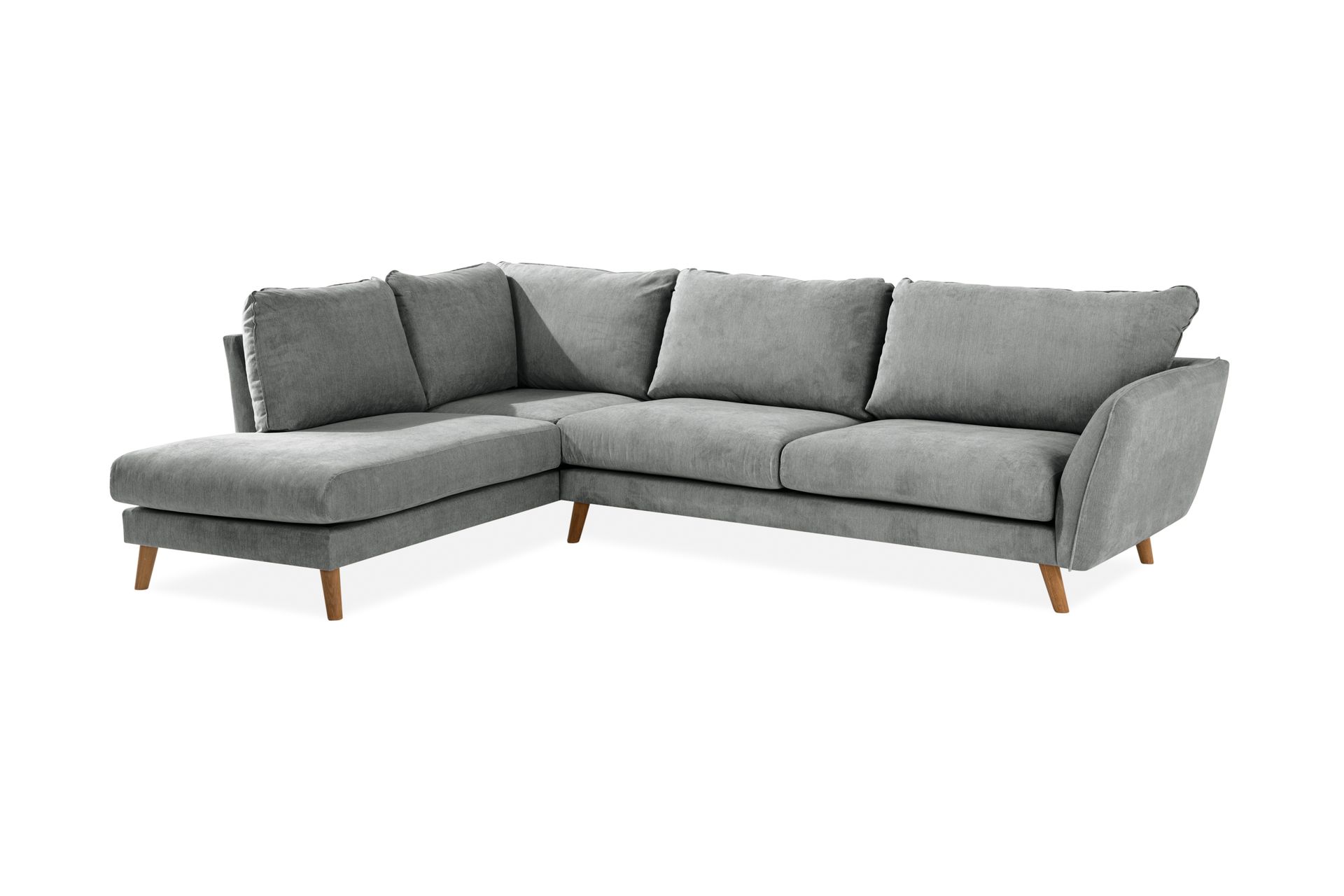 Trend Lyx 4-seters Venstrevendt L-formet Sjeselongsofa i Stoff - Grå - Møbler - Sofaer - Sofaer med sjeselong - 4 seters sofa med divan