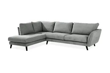 Trend Lyx 4-seters Venstrevendt L-formet Sjeselongsofa i Stoff - Grå - Møbler - Sofaer - Sofaer med sjeselong - 4 seters sofa med divan