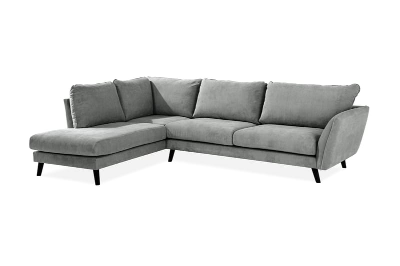 Trend Lyx 4-seters Venstrevendt L-formet Sjeselongsofa i Stoff - Grå - Møbler - Sofaer - Sofaer med sjeselong - 4 seters sofa med divan