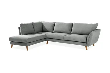 Trend Lyx 4-seters Venstrevendt L-formet Sjeselongsofa i Stoff - Grå - Møbler - Sofaer - Sofaer med sjeselong - 4 seters sofa med divan