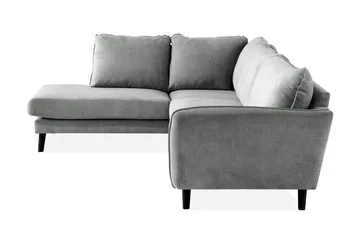 Trend Lyx 4-seters Venstrevendt L-formet Sjeselongsofa i Stoff - Grå - Møbler - Sofaer - Sofaer med sjeselong - 4 seters sofa med divan