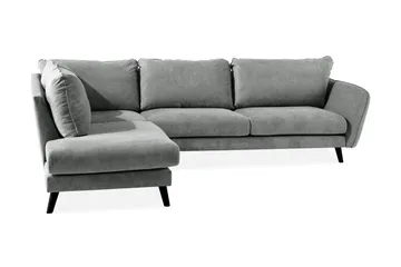 Trend Lyx 4-seters Venstrevendt L-formet Sjeselongsofa i Stoff - Grå - Møbler - Sofaer - Sofaer med sjeselong - 4 seters sofa med divan