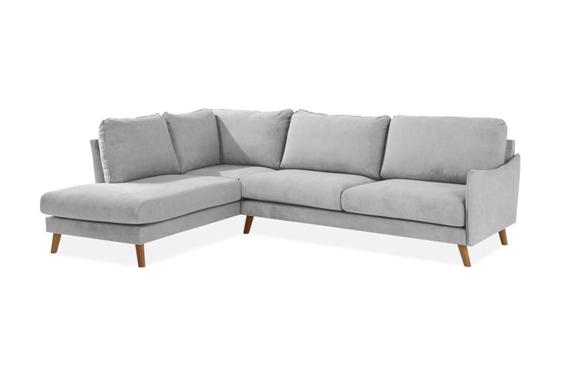 Trend Lyx 4-seters Venstrevendt L-formet Sjeselongsofa i Stoff - Lys grå - Møbler - Sofaer - Sofaer med sjeselong - 4 seters sofa med divan