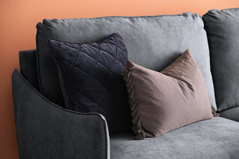 Trend Lyx 4-seters Venstrevendt L-formet Sjeselongsofa i Stoff - Mørk grå - Møbler - Sofaer - Sofaer med sjeselong - 4 seters sofa med divan